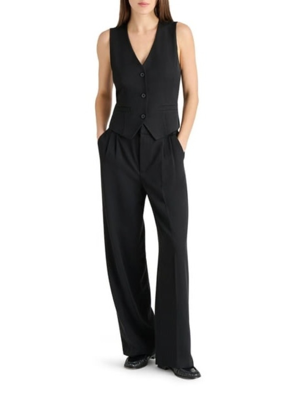 Steve Madden Black Tailored Button Vest